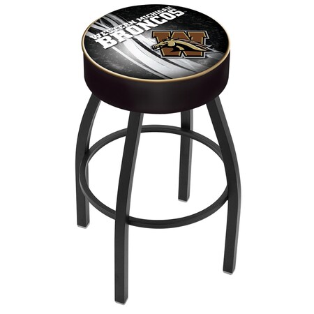 Holland Bar Stool Co 25" Western Michigan Cushion Seat, Blk Wrinkle Base Swivel Bar Stool L8B125WestMI-D2